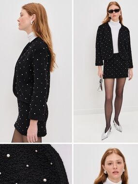 BLACK Frame thick knit open cardigan Embellished Knit Jacket XS